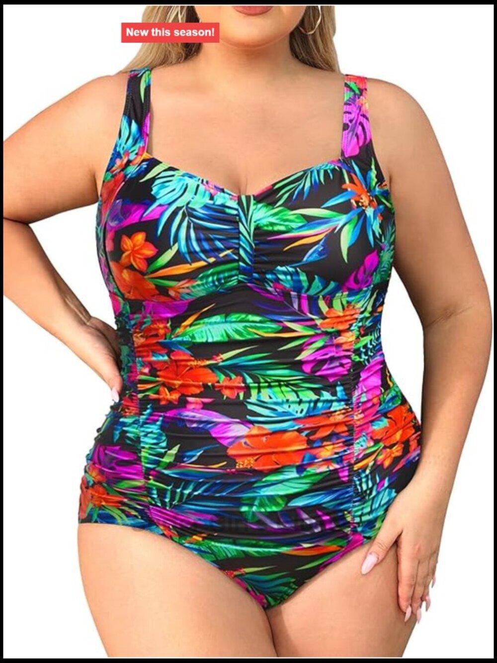 Plus Size Tummy Control One Piece Swimsuit with Push Up Bra